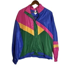 Sweaty Rocks Women Sz L Multicolor Colorblock Lightweight Windbreaker Jacket NWT
